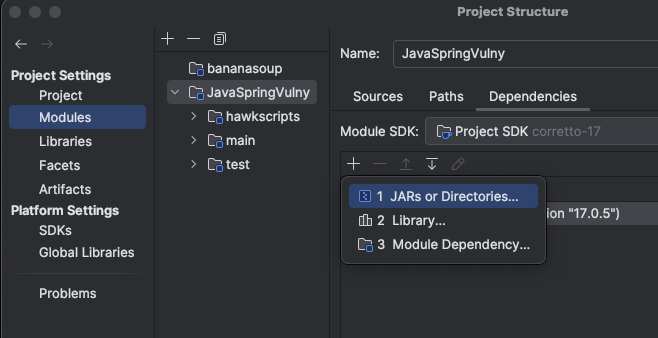 Add JARs or Directories to Module SDK