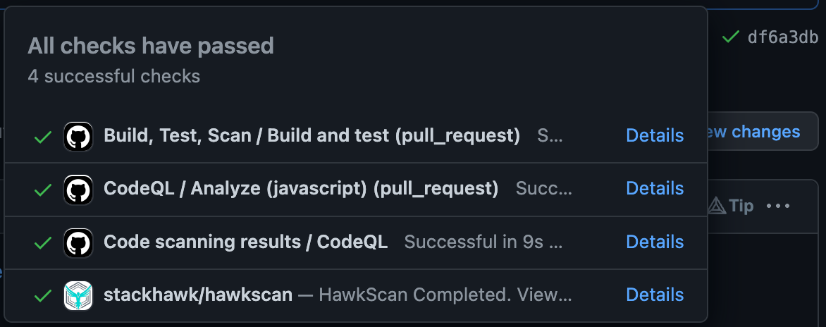 Successful commit status