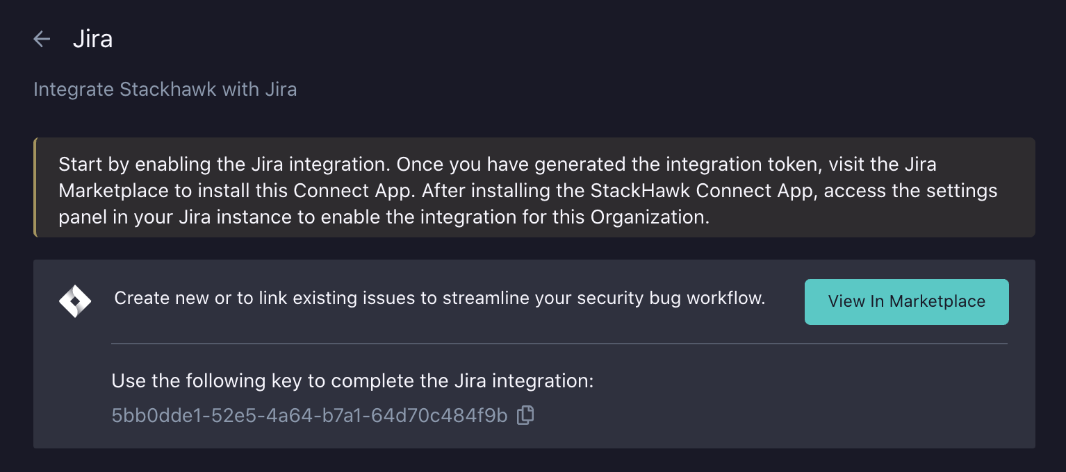 Integrate Stackhawk with Jira Screenshot