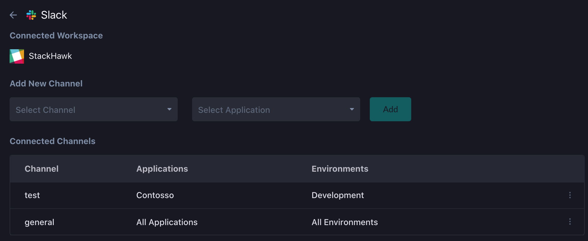 Slack Integration Configuration in Stackhawk Platform