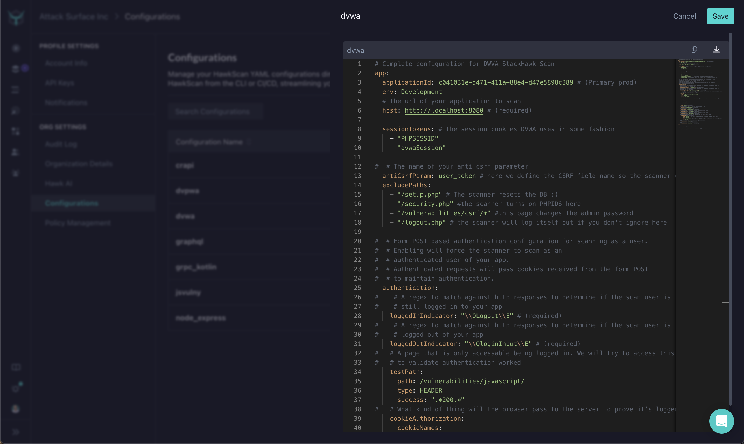 StackHawk Platform - hosted configuration management