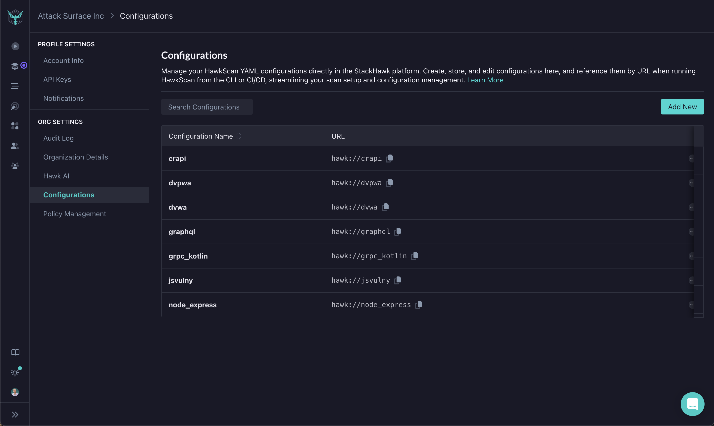 StackHawk Platform - hosted configuration management