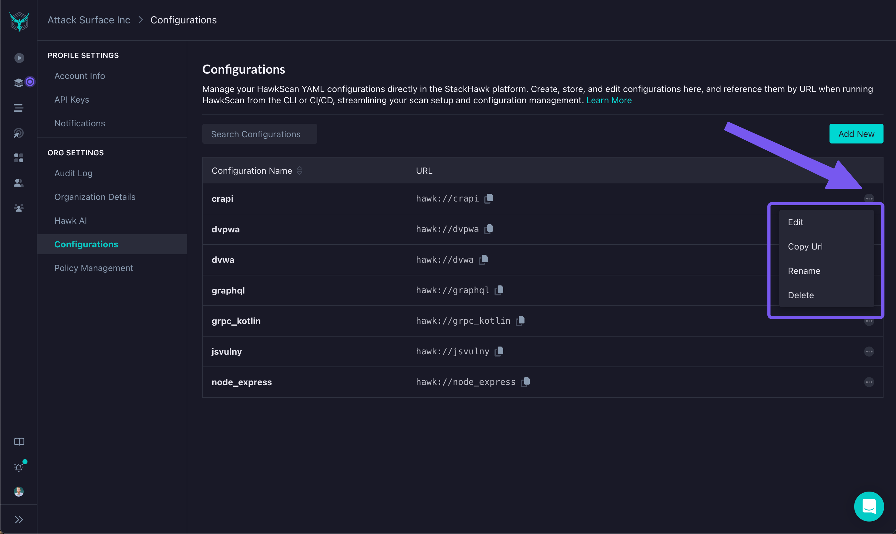 StackHawk Platform - hosted configuration management