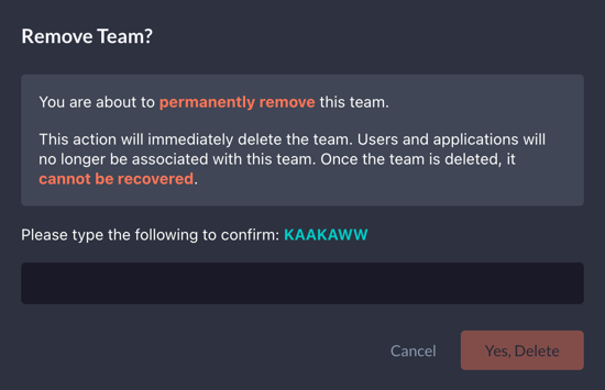 Team Confirm Delete