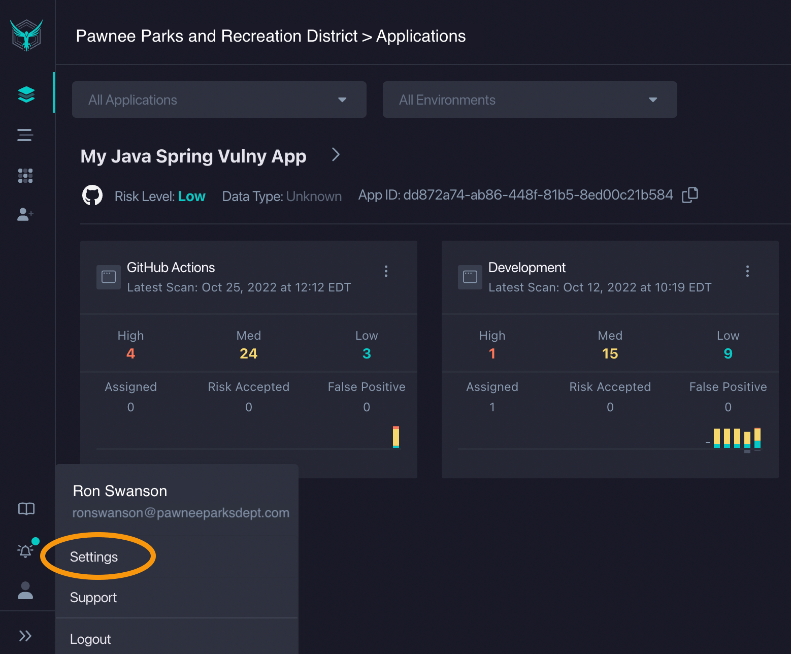 StackHawk user settings
