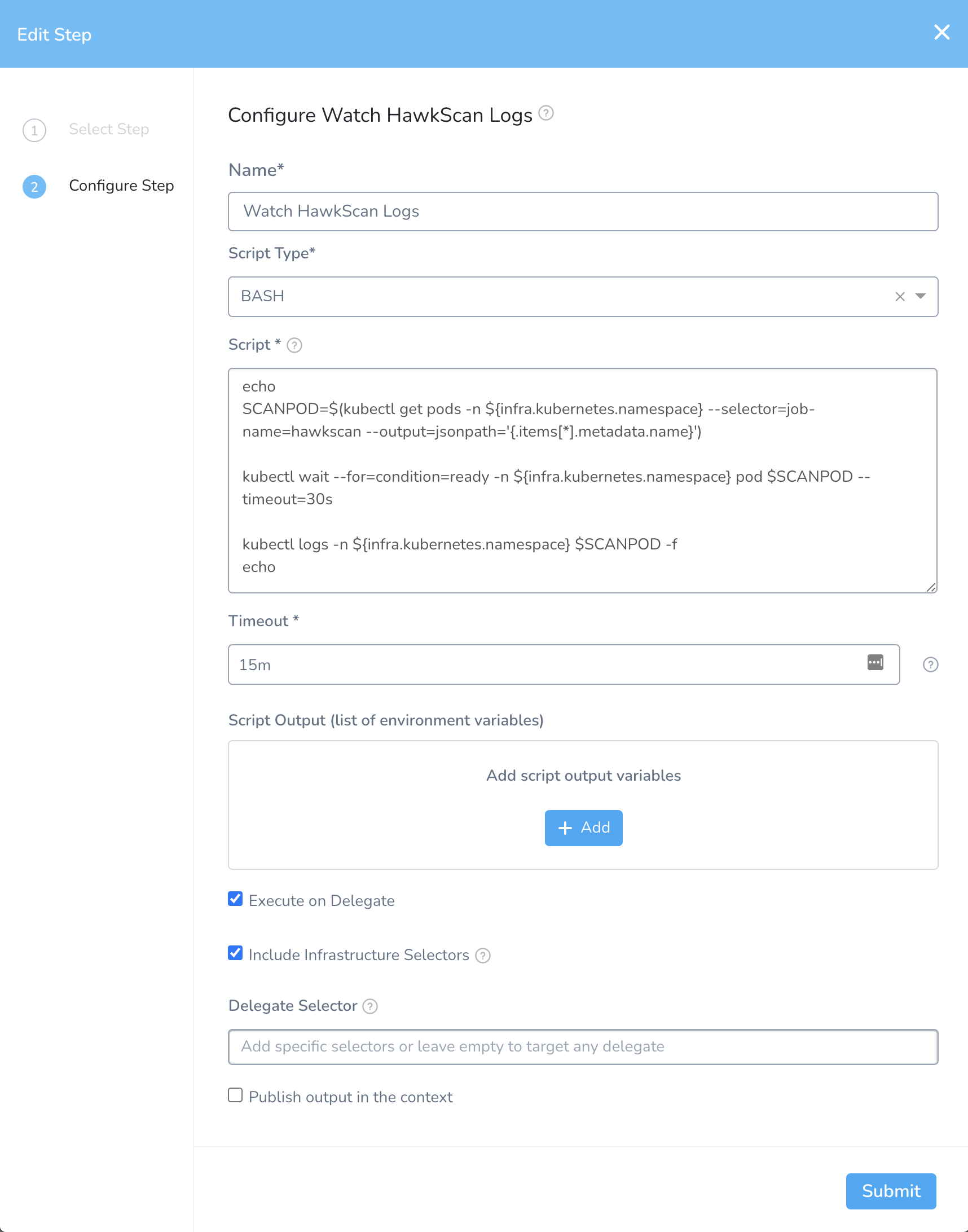 Harness Workflow Logwatch Step