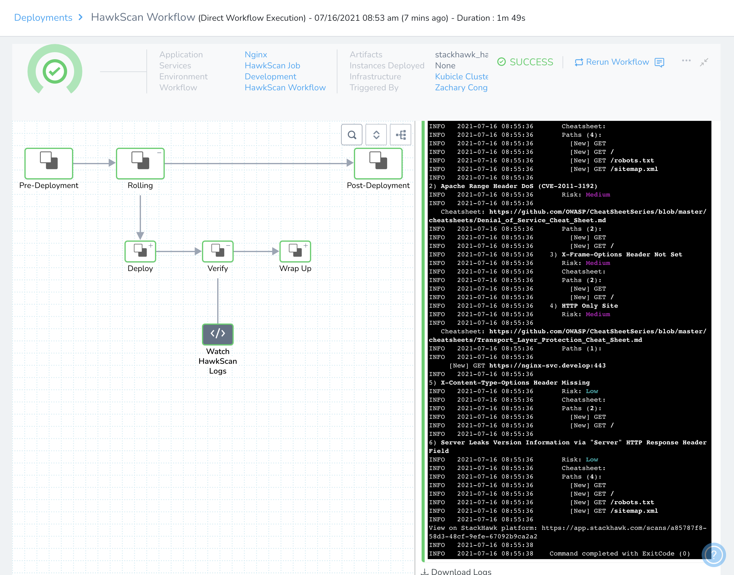 Harness HawkScan Watch Logs