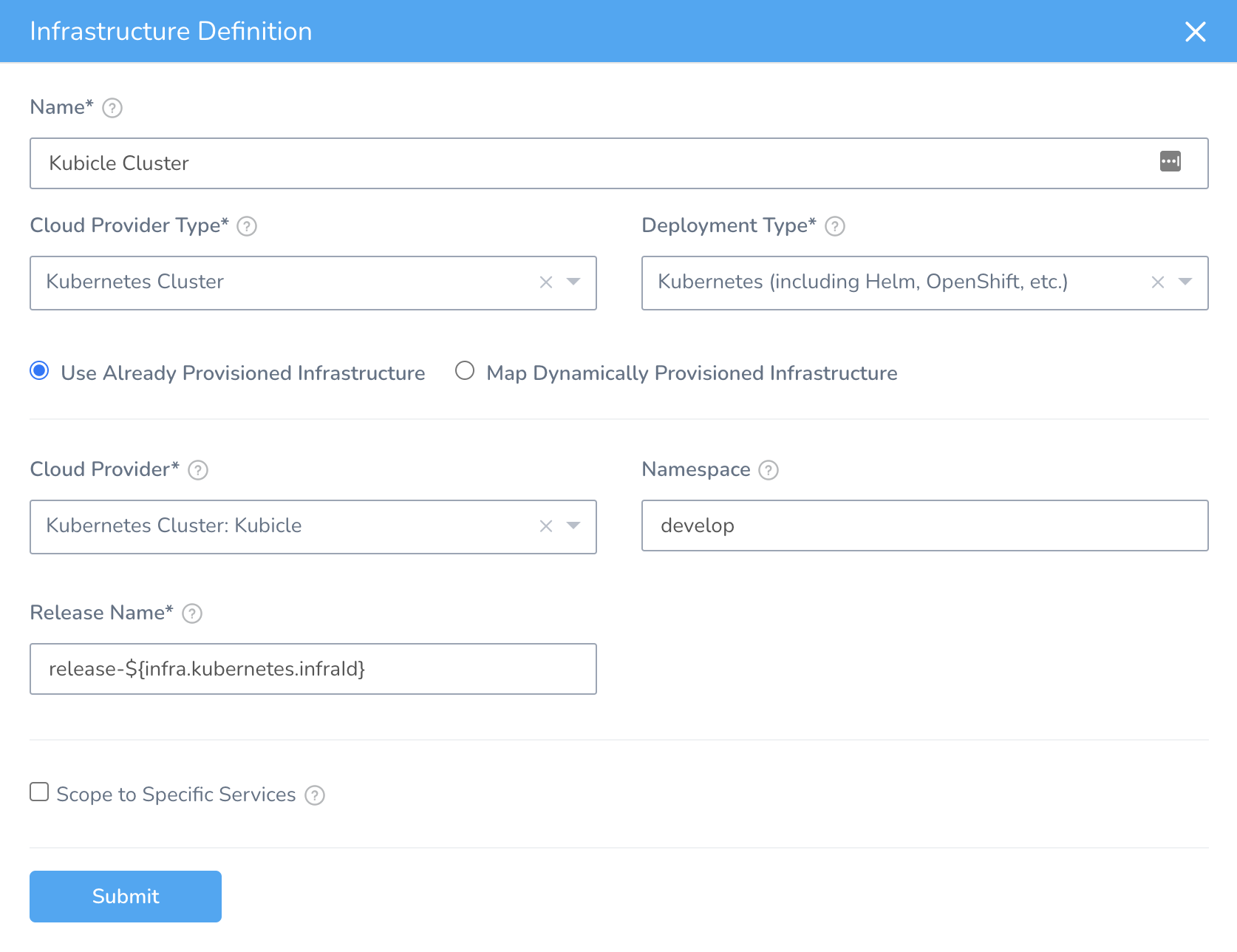 Harness Infrastructure Kubicle Cluster