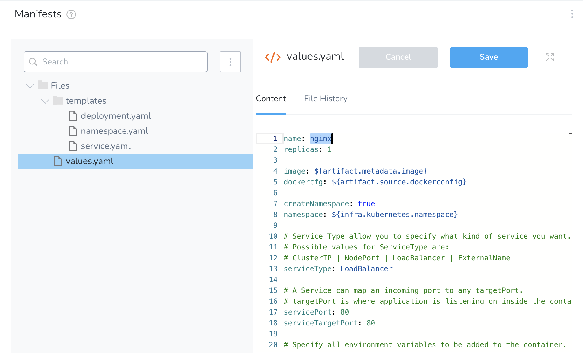 Harness Nginx Manifests