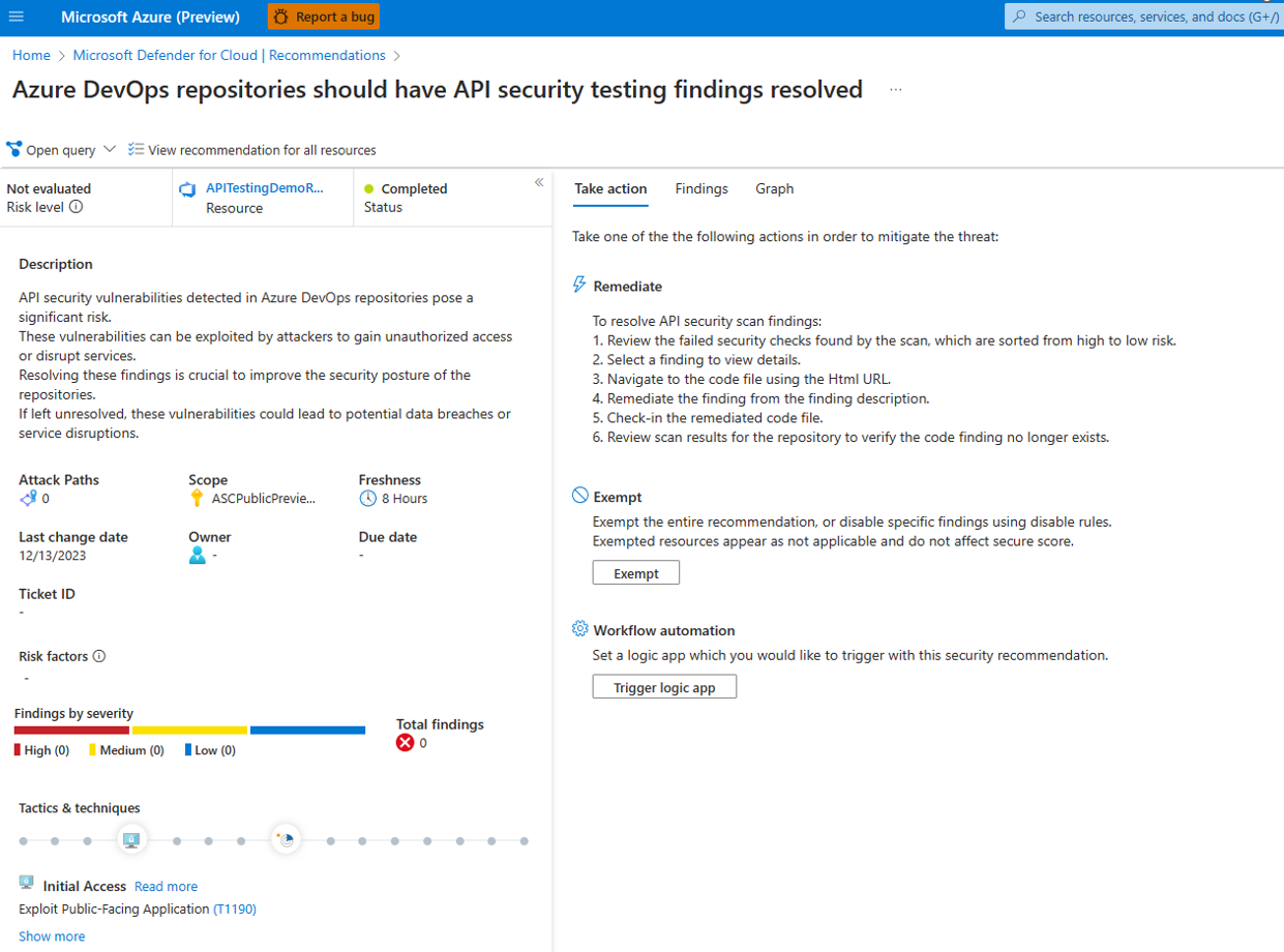 Defender for Cloud Azure DevOps recommendations