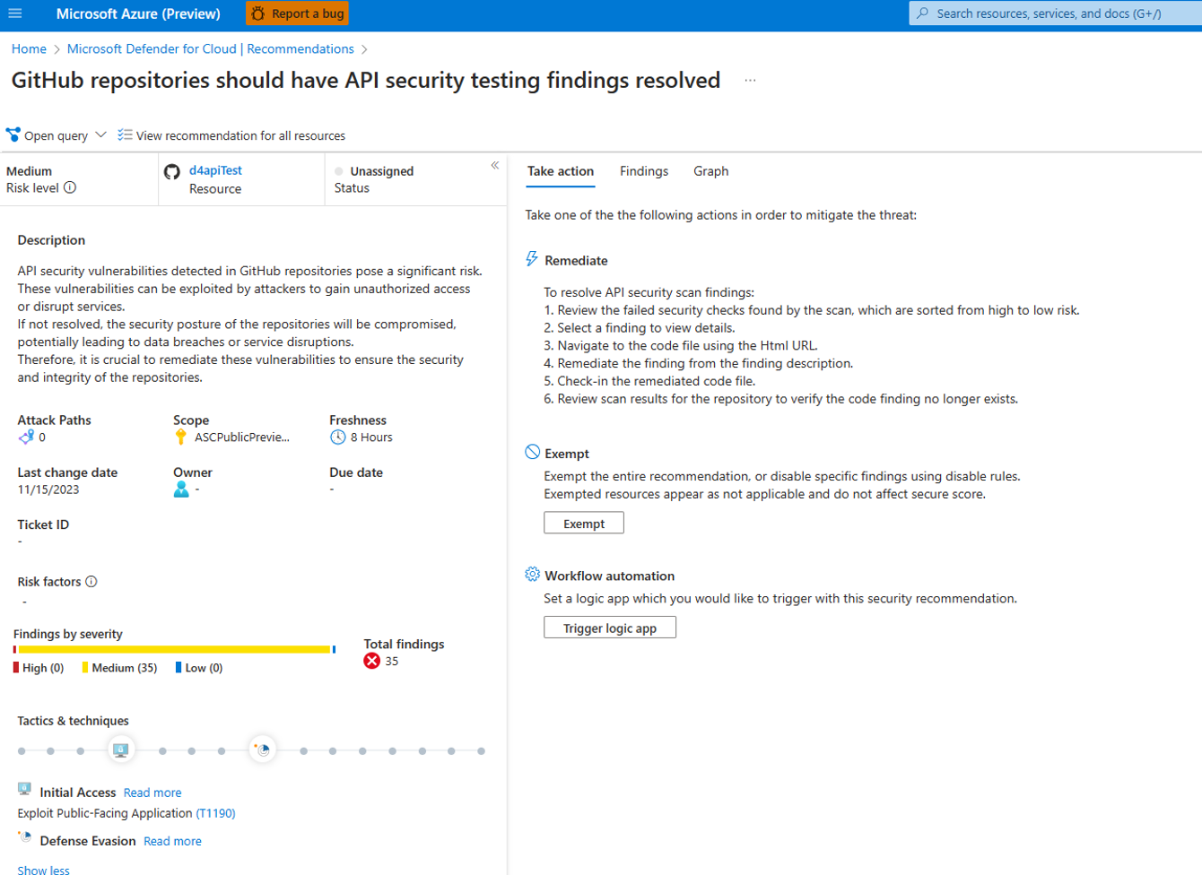 Defender for Cloud GitHub recommendations