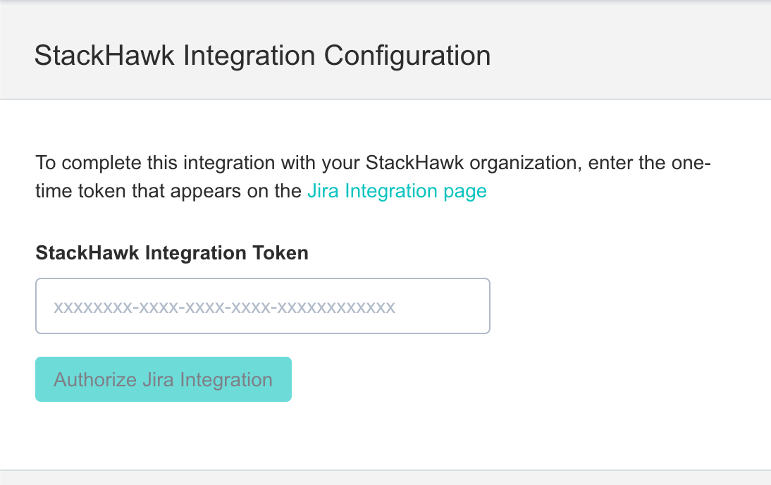 StackHawk integration token configuration