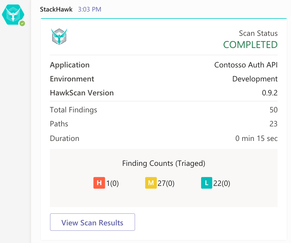 Teams scan completed notification